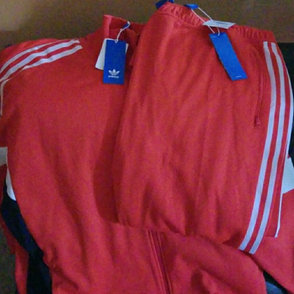 Adidas red track suit size 2XL